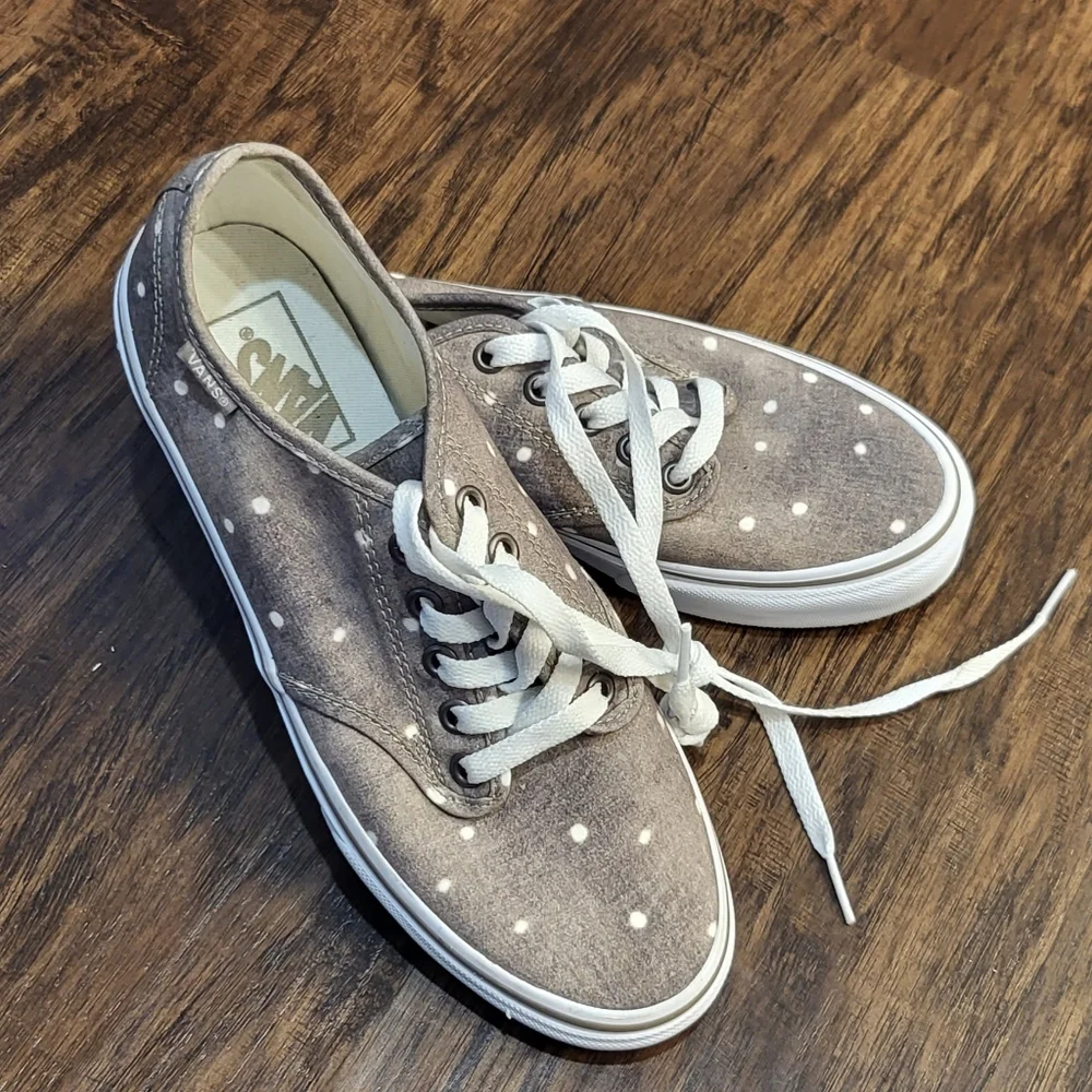 Vans Light Brown Polka Dot Sneakers Size 7.5 Twee Feminine Neutral Casual